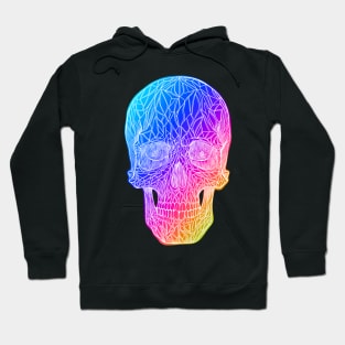 Stained glass skull design - inverted rainbow with white line version Hoodie